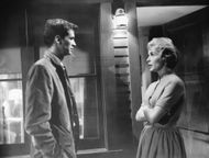 Anthony Perkins and Janet Leigh in Hitchcock's Psycho - Source: Getty